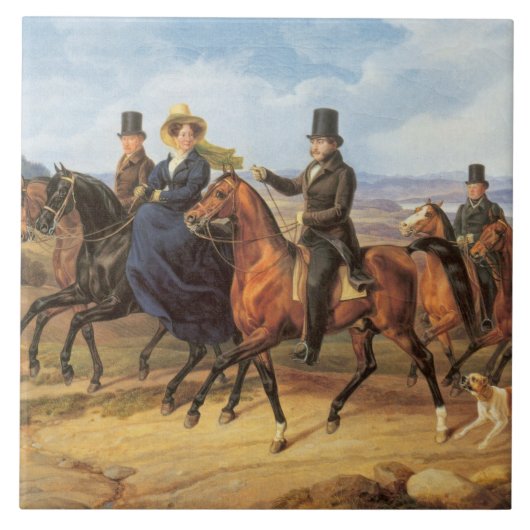 Cavalcade voor Schloss Heiligenberg Tegeltje (Voorkant)