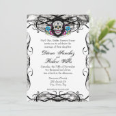 Cavaleras Muerte Schedel en Bloeit Uitnodigen Kaart (Staand voorkant)