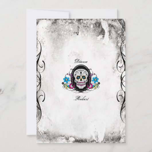 Cavaleras Muerte Schedel en Bloeit Uitnodigen Kaart (Achterkant)