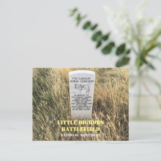 Cavalerie paarden begrafenis marker, Little Bighor Briefkaart (Staand voorkant)
