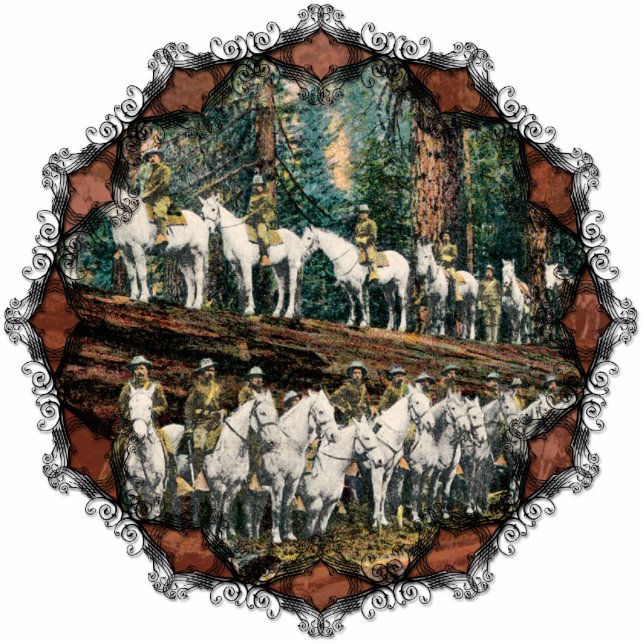 Cavalerie Troop op Redwood Tree  Ornament Fotobeeldje Ornament (Voorkant)