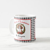 Cavalier Charles Hondennaam Gingham Kerst Mok (Voorkant links)