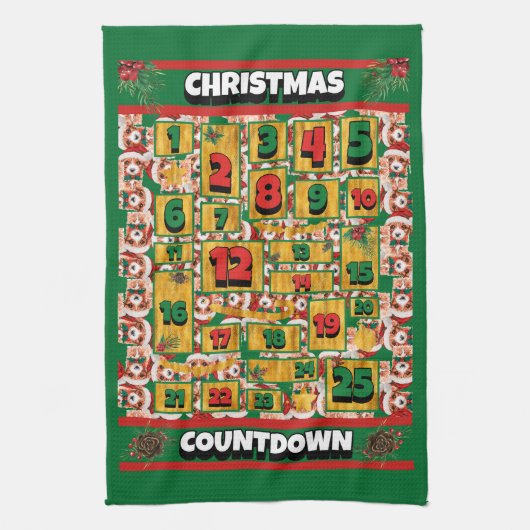 Cavalier Countdown Kerstmis Adventkalender Hond Theedoek (Verticaal)
