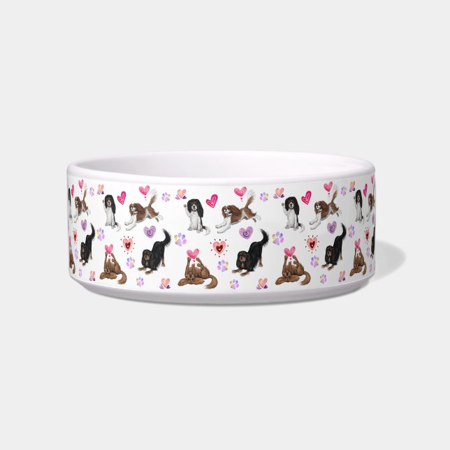 Cavalier Dog Bowl, valentijn en liefde Voerbakje (Voorkant)