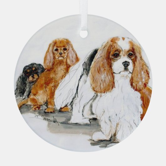 Cavalier door Hevener Glas Ornament (Achterkant)