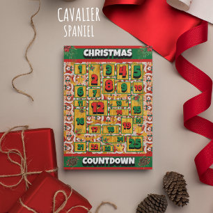 Cavalier-hond Countdown Kerstmis Adventkalender Feestdagenkaart