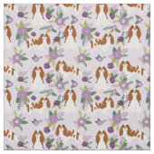 cavalier kc spaniel dog lavender florals stof (Swatch)