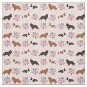 cavalier kc spaniel dog roze florons stof (Swatch)