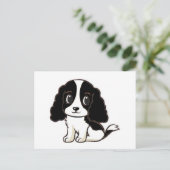 cavalier kcs zwarte en witte cartoon briefkaart (Staand voorkant)