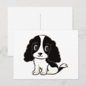 cavalier kcs zwarte en witte cartoon briefkaart (Voorkant / Achterkant)