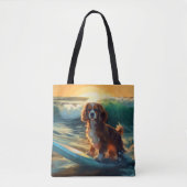 Cavalier King Beach Surfen Schilderij Tote Bag (Voorkant)