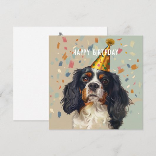 Cavalier King Charled Spaniel Verjaardagskaart Feestdagenkaart (Voorkant / Achterkant)