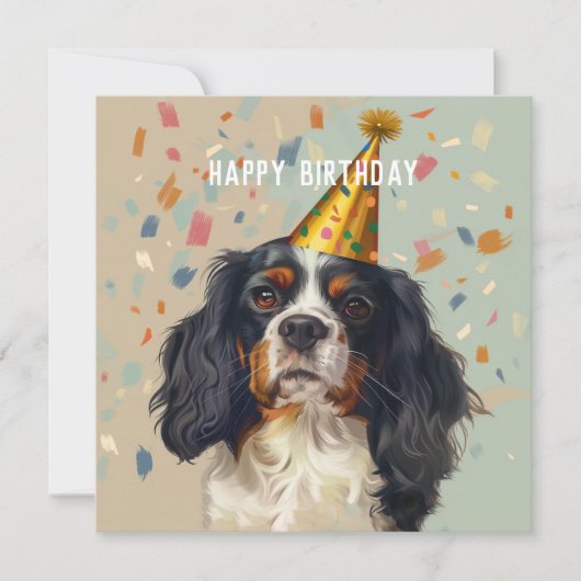Cavalier King Charled Spaniel Verjaardagskaart Feestdagenkaart (Voorkant)