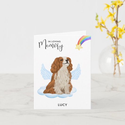 Cavalier King Charles Angel Dog Pet verliest sympa Kaart (Gele Bloem)