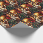 Cavalier King Charles bij de Haard Kerstmis Cadeaupapier (Hoek)