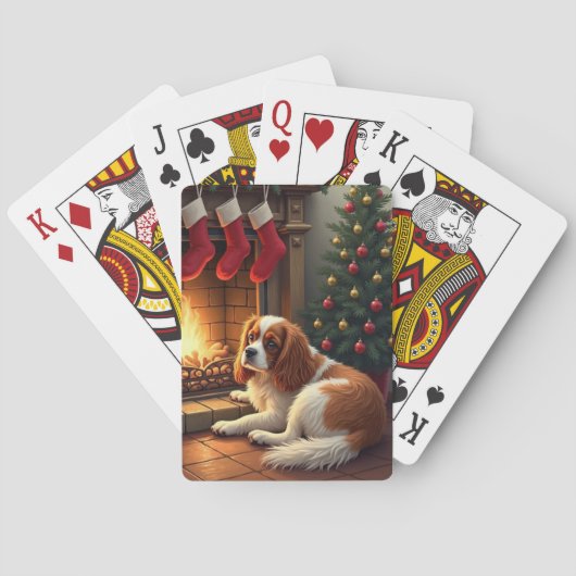 Cavalier King Charles bij de Haard Kerstmis Pokerkaarten (Achterkant)