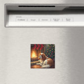 Cavalier King Charles bij de open haard Kerstmis Magneet (Insitu (Vaatwasser))