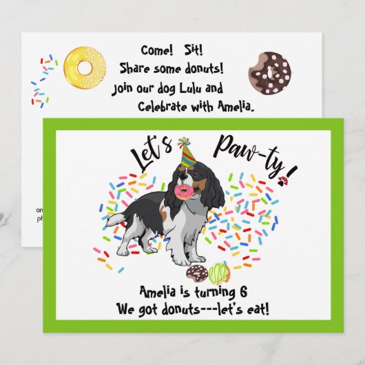 Cavalier King Charles Birthday Party Invitation (Voorkant / Achterkant)