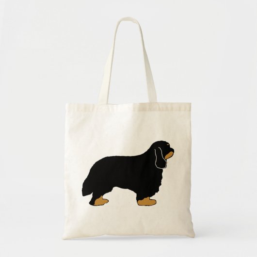 Cavalier King Charles black en tan silhouette Tote Bag (Voorkant)