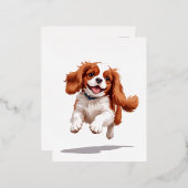Cavalier King Charles blij speels plezier springen Folie Feestdagen Briefkaart (Voorkant / Achterkant)