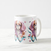 Cavalier King Charles Bloemen Papier Snijkunst Koffiemok (Voorkant rechts)