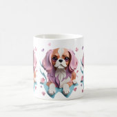 Cavalier King Charles Bloemen Papier Snijkunst Koffiemok (Center)