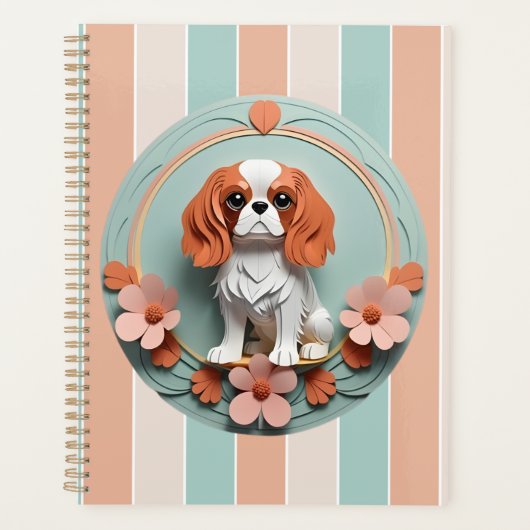 Cavalier King Charles Bloemen Papier Snijkunst Planner (Voorkant)