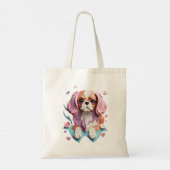 Cavalier King Charles Bloemen Papier Snijkunst Tote Bag (Achterkant)