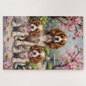 Cavalier King Charles Bloesemtuintuin Kunst Legpuzzel (Horizontaal)