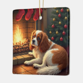 Cavalier King Charles by the Fireplace Christmas Keramisch Ornament (Links)