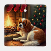 Cavalier King Charles by the Fireplace Christmas Keramisch Ornament (Achterkant)