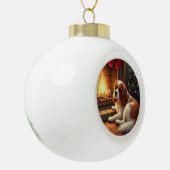 Cavalier King Charles by the Fireplace Christmas Keramische Bal Ornament (Links)