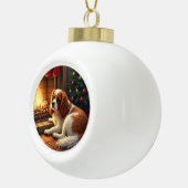 Cavalier King Charles by the Fireplace Christmas Keramische Bal Ornament (Rechts)