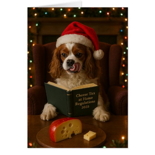 Cavalier King Charles 'Cheese Tax' Christmas card (Voorkant)