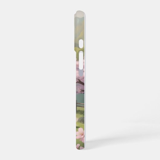 Cavalier King Charles Cherry Bloesems met Regenboo iPhone 16 Hoesje (Linkerkant)