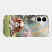 Cavalier King Charles Cherry Bloesems met Regenboo iPhone 16 Hoesje (Achterkant horizontaal)