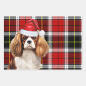 Cavalier King Charles Christmas Dog Holiday Plaid Inpakpapier Vel (Voorkant 3)