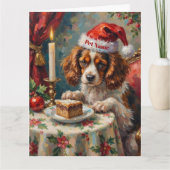 Cavalier King Charles Christmas Pudding Tea Party  Kaart (Voorkant)