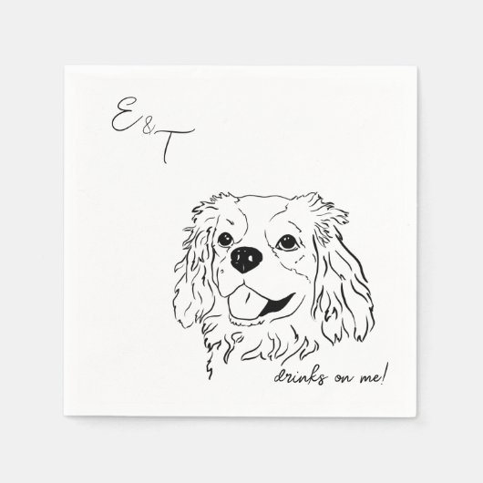 cavalier king charles cocktail bruiloft servetten (Voorkant)