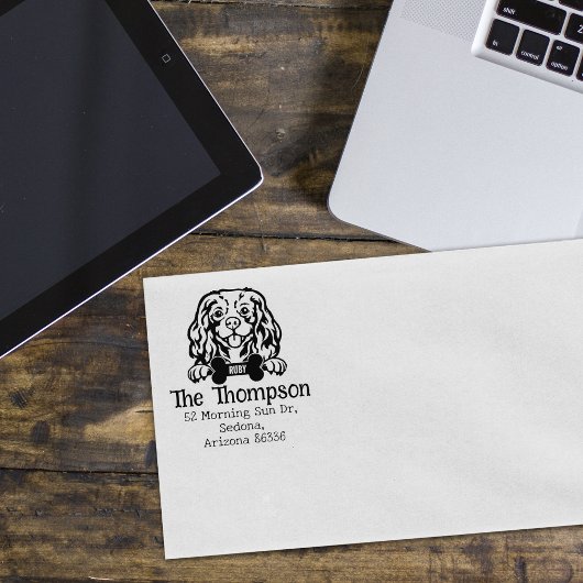 Cavalier King Charles Dog, Aangepast adres, Rubberstempel