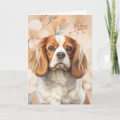 Cavalier King Charles Dog Blossoms Thinking of You Kaart (Voorkant)