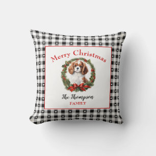 Cavalier King Charles Dog Christmas Gingham Naam Kussen