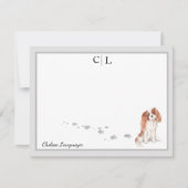 Cavalier King Charles Dog Gray Border Monogram Notitiekaartje (Voorkant)
