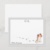 Cavalier King Charles Dog Gray Border Monogram Notitiekaartje (Voorkant / Achterkant)
