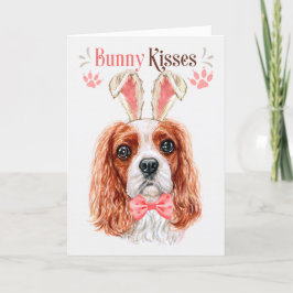 Cavalier King Charles Dog in Bunny Ears voor Pasen Feestdagen Kaart