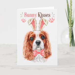 Cavalier King Charles Dog in Bunny Ears voor Pasen Feestdagen Kaart