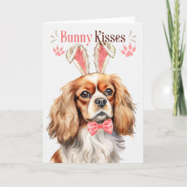 Cavalier King Charles Dog in Bunny Ears voor Pasen Feestdagen Kaart