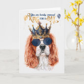 Cavalier King Charles Dog King voor een dag van de Kaart (Gele Bloem)