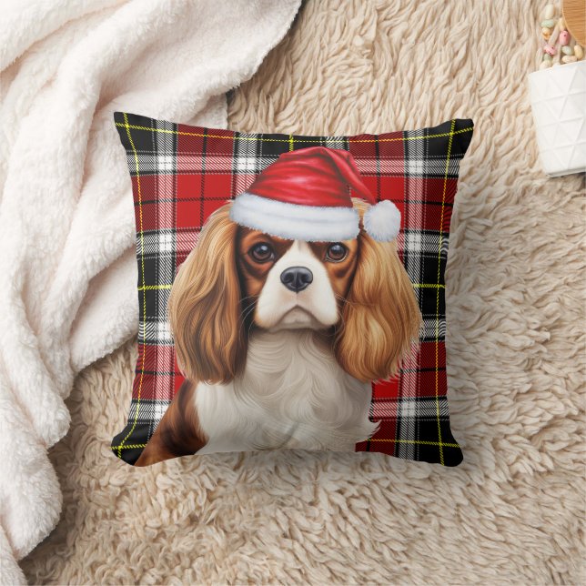 Cavalier King Charles Dog Plaid Kerstvakantie Kussen (Deken)