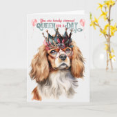 Cavalier King Charles Dog Queen voor een dag van d Kaart (Gele Bloem)